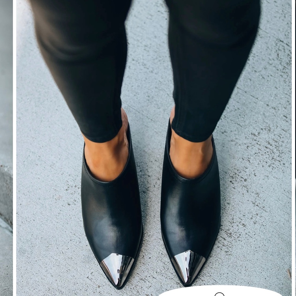 Black Mules W/ Silver Toe (Vici Collection)